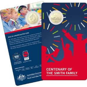 2022 Centenary Of The Smith Family $1 One Dollar UNC Coin on RAM Card