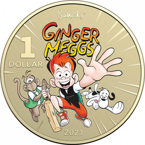 2021 $1 Centenary of Ginger Meggs Coloured AlBr 2 Coin Set - Image 3