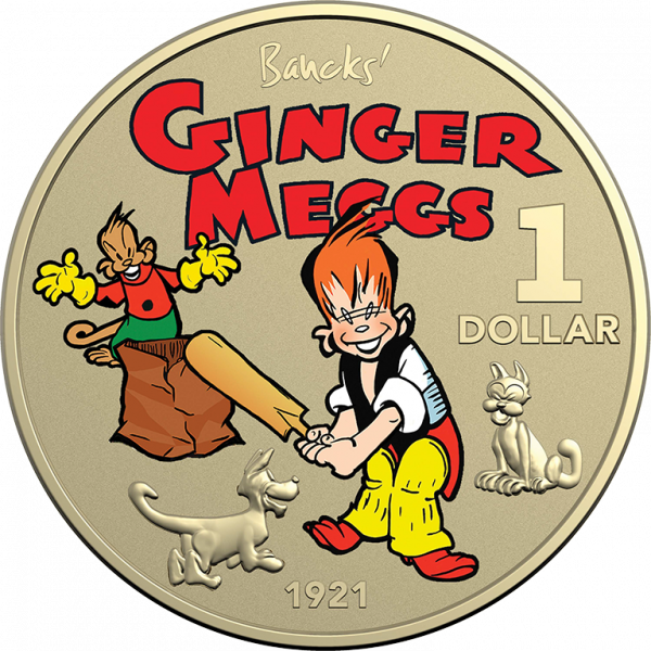 2021 $1 Centenary of Ginger Meggs Coloured AlBr 2 Coin Set - Image 2