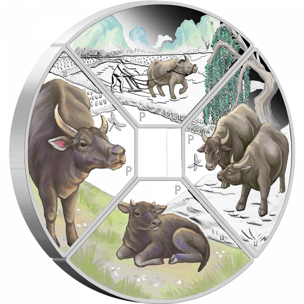 2021 Year of the Ox Quadrant Silver Proof 4 Coin Set - Image 2