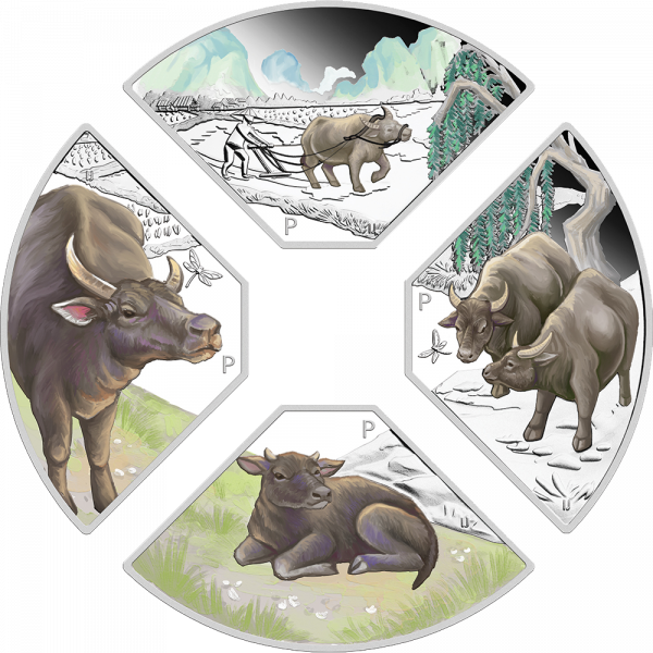 2021 Year of the Ox Quadrant Silver Proof 4 Coin Set - Image 3
