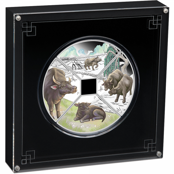 2021 Year of the Ox Quadrant Silver Proof 4 Coin Set - Image 4