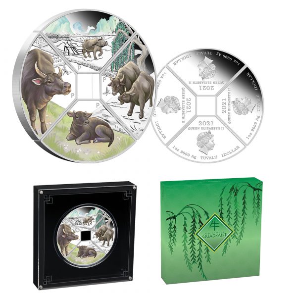2021 Year of the Ox Quadrant Silver Proof 4 Coin Set