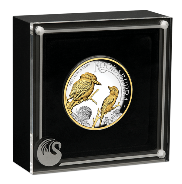 2023 $2 Australian Kookaburra 2oz Silver High Relief Gilded Proof Coin - Image 4