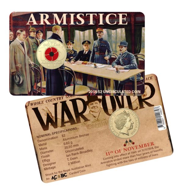 2018 $2 Red Poppy Armistice Day Carded Coin