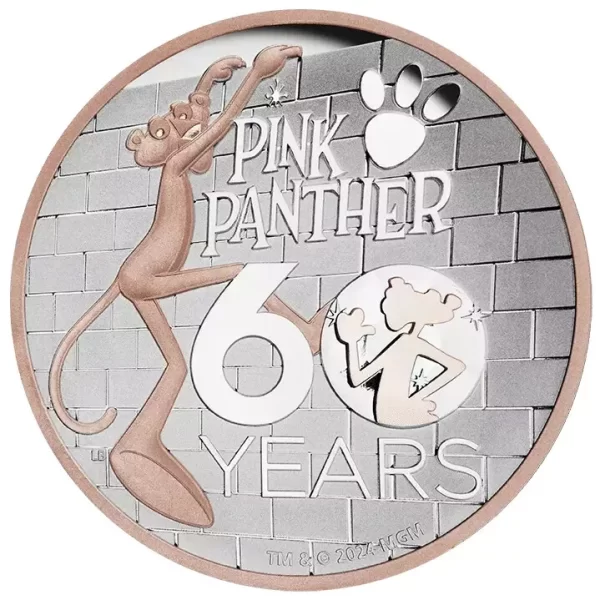 2024 Pink Panther 60th Anniversary 5oz Silver Proof Coin $5 Tuvalu - 750 Mintage - Image 3
