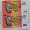 1993 NPA Australia $20 Uncut Vertical Pair Gold Serials & Folder Rare Banknotes - Image 4
