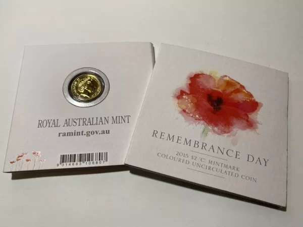 2015 $2 RAM Remembrance Day Flanders Fields C Mintmark Coloured Carded Coin - Image 5
