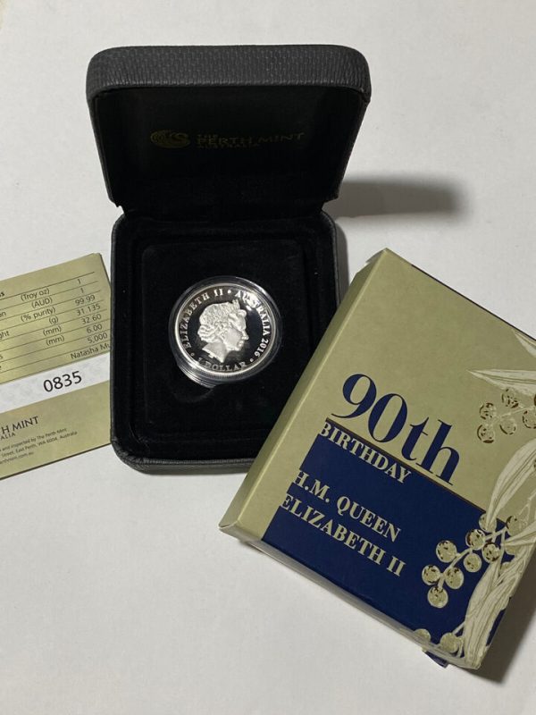 2016 $1 Queen Elizabeth II 90th Birthday 1oz Silver Proof High Relief Coin