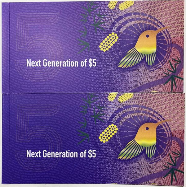 2016 Australia Next Generation of $5 Banknote RBA Folder x 2 consecutive serials
