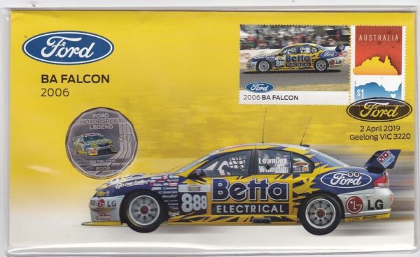 2019 Ford BA Falcon 2006 FDC/PNC With Coloured RAM 50c Coin - Only 7500 Minted
