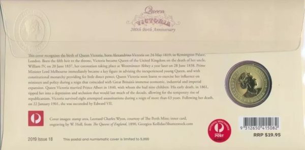 2019 Queen Victoria 200th Birthday Anniversay $1 Perth Mint PNC Double Head - Only 5000 - Image 2