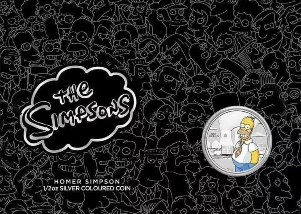 2020 Perth Mint Homer the Simpsons 1/2 oz Coloured Silver 0.999 Coin in Card - Image 2
