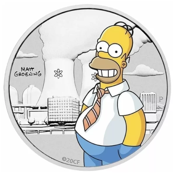 2020 Perth Mint Homer the Simpsons 1/2 oz Coloured Silver 0.999 Coin in Card