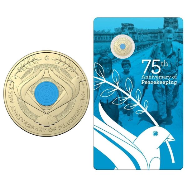 2022 $2 "C" Mint Marked 75th Ann of PEACEKEEPERS Coloured UNC Coin on RAM Card