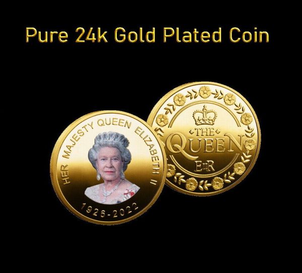 2022 Queen Elizabeth II 70th Platinum Jubilee Portrait 24k GOLD Plated Coin