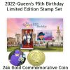 2022 Queen s 95th Birthday Limited Edition 2 stamp set + 24k Gold Plated Coin