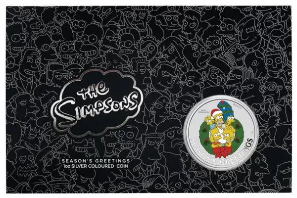 2022 The Simpsons Season’s Greetings - 1oz Silver Colour Coin In Card Christmas - Image 4