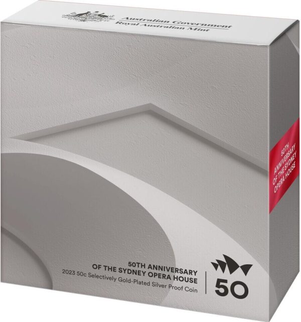 2023 50c 50th Anniversary of the Sydney Opera House Gold Plated Silver Proof - Image 4