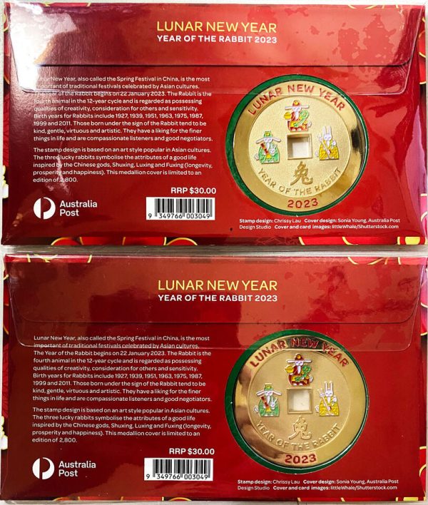2023 Perth Mint Lunar Happy New Year of the Rabbit PMC Medallion Cover PNC - Image 2
