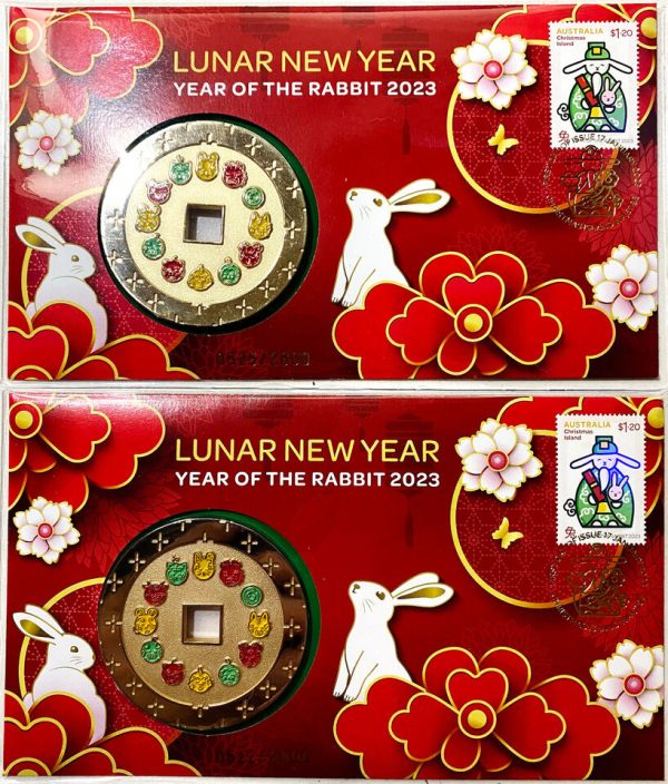 2023 Perth Mint Lunar Happy New Year of the Rabbit PMC Medallion Cover PNC