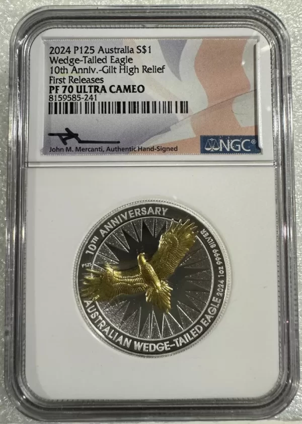 2024 Australia Wedge Tailed Eagle Gilt 1 oz Silver NGC PF70 UC Mercanti TOP POP - Image 3