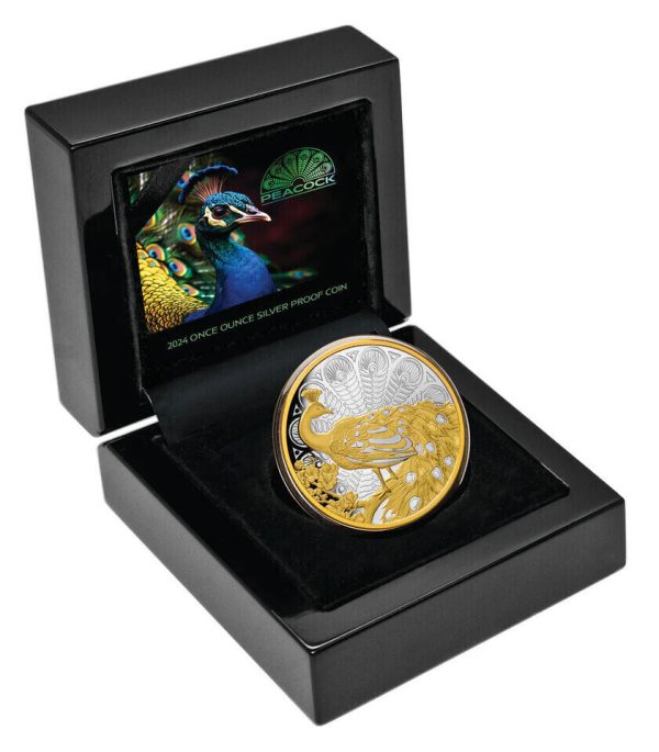 2024 Peacock $1 Gold-plated 1oz Silver Proof Coin - Low Mintage 1000 - Image 4