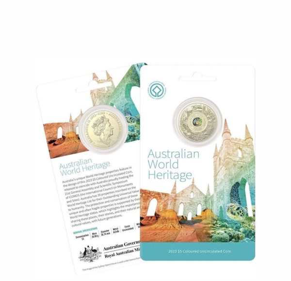Australia 2023 World Heritage Coloured Frosted $5 Uncirculated Coin - FREE SHIP
