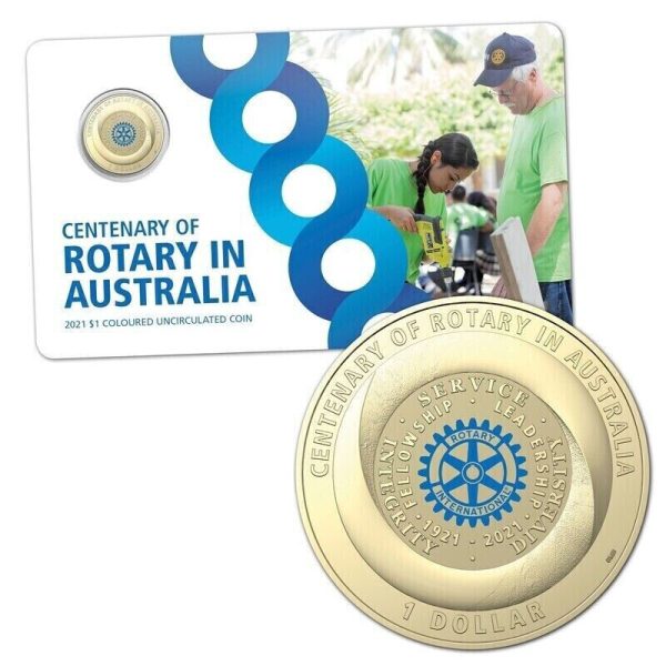 Australia RAM Card 2021 $1 One dollar coin - ROTARY CENTENARY Colour UNC