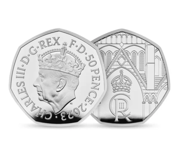 2023 UK 50p Silver Proof Coin with Case - King Charles III Coronation - COA - Image 2