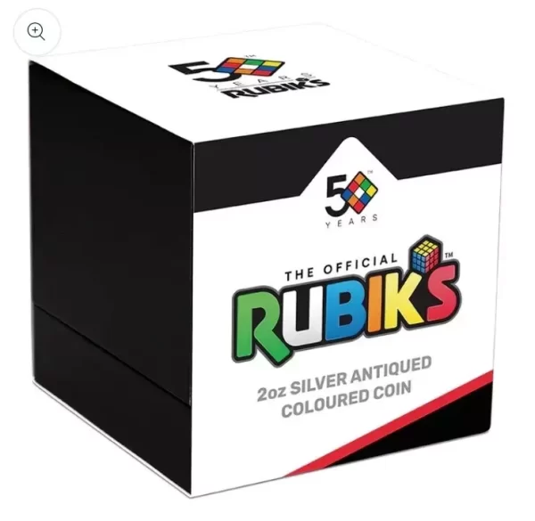 Rubik's Cube Coin 50th Anniversary 2024 2oz Silver Antiqued Coloured - Image 4