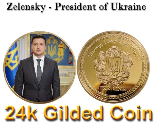 Zelensky Gold Coin - Pure 24k Gilded - Ukraine President Commemorative Coin